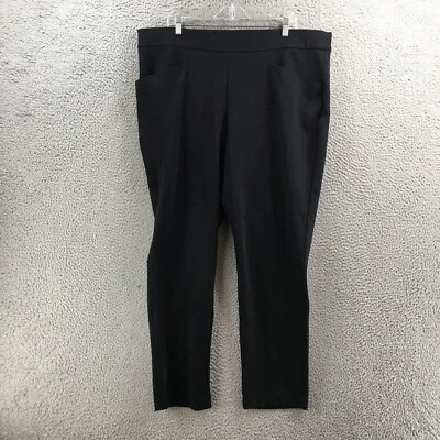 Calça social feminina AVA & VIV 2X preta sólida cintura alta elástica alça de cintura puxar - Imagem 1 de 4