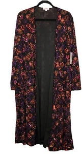 Cárdigan Plumero Grande LuLaRoe Elegante Colección Sarah Negro Púrpura Forrado Floral - Imagen 1 de 5