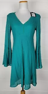 Nuevo con etiquetas Vestido Nanette Lepore Ciao Bella Cambio Verde Jade Manga Campana Boho 8 - Imagen 1 de 10