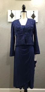 Alex Evenings Blue Sparkle Sleeveless  Evening Dress w/ Jacket Petite Sz 10 - Picture 1 of 12