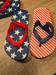 Toddler Flip Flops AMERICAN FLAG Back Strap Summer Beach Sandals PICK A SIZE - Picture 1 of 7