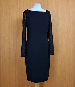 FWM Marti Dress Black Pencil Lace Sleeve Straight Knee Length Party UK 12 - New - Picture 1 of 11