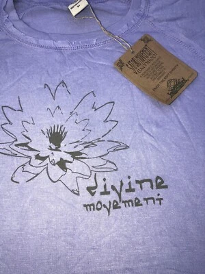 Camiseta Top Satori Divine Movement Eco Bambú Borde Crudo Floral Púrpura M Nueva con Etiquetas Foto 1 de 4