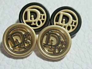 DIOR 4 buttons  GOLD  BLACK  tone 22 mm   BUTTONS THIS IS FOR 4 - Picture 1 of 3