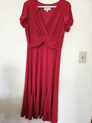 JULIAN TAYLOR Women's Sz 12 Red Dress Short Sleeve Open Shoulder  - Image 1 of 4