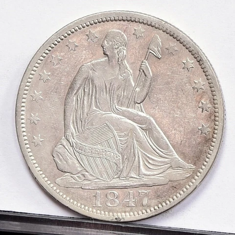 1847-O Liberty Seated Half Dollar - AU/Ch AU Details, Cleaned (47242-L) Cover