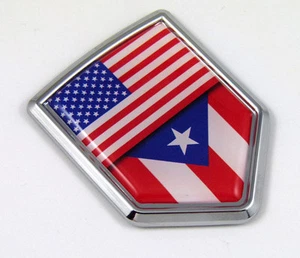 USA Puerto Rico American Rican Flag Car Chrome Emblem Decal Sticker w/ adhesive - Imagen 1 de 2
