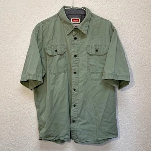 Wrangler Button Up Shirt Men’s L Forest Dew Green Short Sleeve Flex for Comfort - Picture 1 of 8