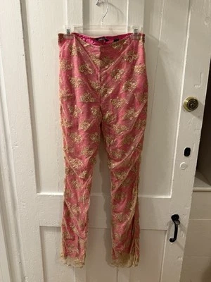 Pantalones vintage años 90 de encaje en capas de oro rosa Foto 1 de 4