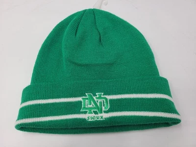 University of North Dakota Fighting Sioux Beanie Winter Knit Hat Cap NCAA Green - Image 1 of 4