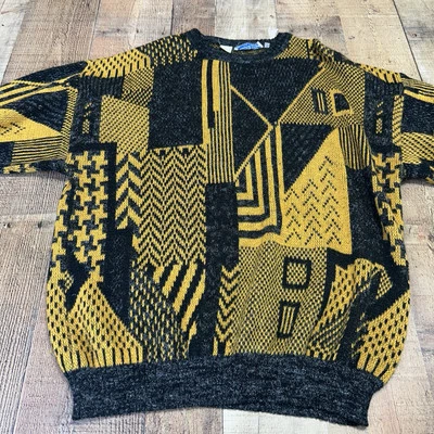 Suéter Geométrico de Lana Pronto Uomo Años 90 Grunge Biggie Hip Hop Italia Para Hombre XL De Colección Foto 1 de 4