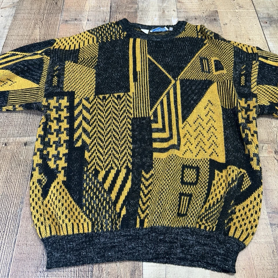 Suéter Geométrico de Lana Pronto Uomo Años 90 Grunge Biggie Hip Hop Italia Para Hombre XL De Colección Foto 1 de 4