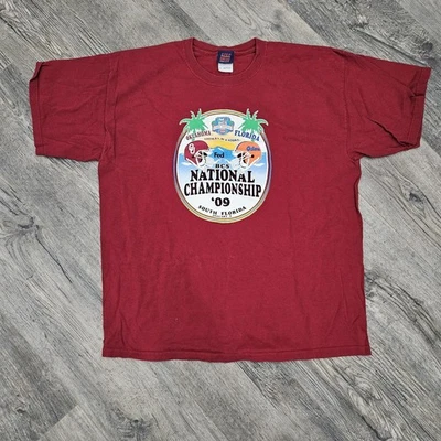 2009 Oklahoma Sooners Gators FedEx BCS National Championship Shirt Red Men’s XL - Image 1 of 4