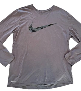 Nike Dri Fit Training T-shirt Mens XL Gray Camo Swoosh The Nike Tee Athletic Cut - Picture 1 of 8