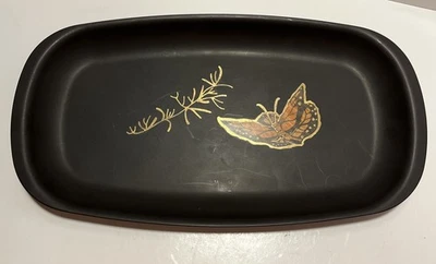Retro MCM Couroc Rectangular Tray Phenolic Resin Wood Inlay Butterfly ￼ - Image 1 of 4