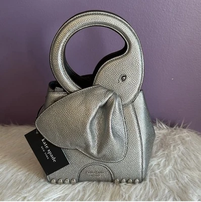 Новый Kate Spade Ellie металлический шагреневой кожи 3D слон верхняя ручка через плечо - Изображение 1 из 4