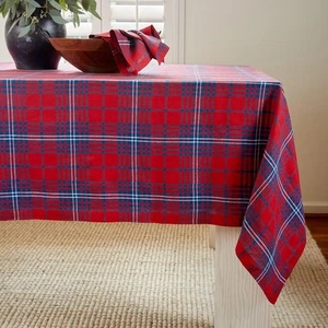 Solino Home 108" x 60" (Rectangular), Red & Navy Tartan Plaid - Picture 1 of 7