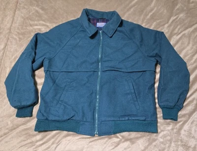 Vintage Pendleton Wool Full Zip Emerald Plaid Lined Coat Xl - Image 1 of 4