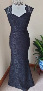 Jessica Wright Long Black Lace Sequin Elegant Occasion Dress 10 Formal Evening - Picture 1 of 10