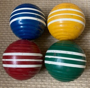 CROQUET BALL **U-PICK** VINTAGE FORSTER 3 1/2" DIAMETER TRIPLE STRIPPED RIBBED - Picture 1 of 5