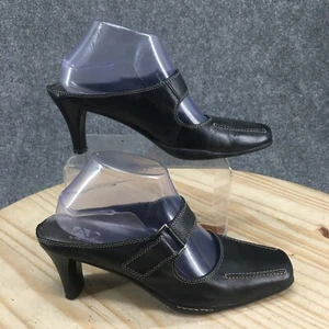 A2 By Aerosoles Shoes Womens 8.5 M Two Beauty Mary Jane Mules Black Leather - Picture 1 of 15