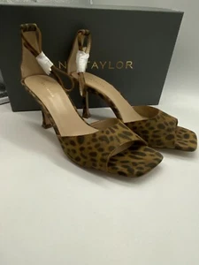Ann Taylor Sandals Womens Size 7.5 Brown Leopard Print Suede Ankle Wrap Shoe - Picture 1 of 10