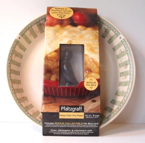 Rare Vintage Pfaltzgraff Naturewood 11" diameter Deep Dish Pie Plate, Never Used - Picture 1 of 3