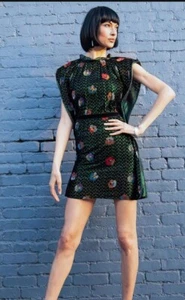 Anthropologie Eva Franco Mini Dress Womens Sz XL Floral Velvet Multicolored NWT - Picture 1 of 16