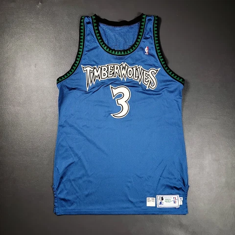 100% Authentic Stephon Marbury Starter 97 98 Timberwolves Game Pro Cut Jersey 46 Cover