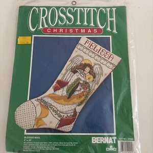 Bernat Cross-stitch Cristmas-Blessed Noel Stocking kit#42005 9”x18” NEW, VINTAGE - Picture 1 of 3