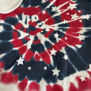 Celebrate Girls Red White Blue Swirl Star Patriotic Fringe Tank Top T Shirt XL - Picture 1 of 6