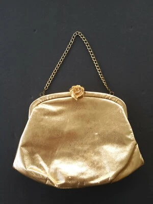 Bolso de noche vintage dorado para mujer con cierre de metal 9 "× 7" Foto 1 de 4