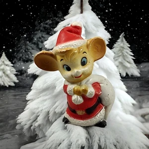 Christmas Mouse Figurine Wearing Santa Costume 3” VTG Made in Hong Kong Plastic - Picture 1 of 8