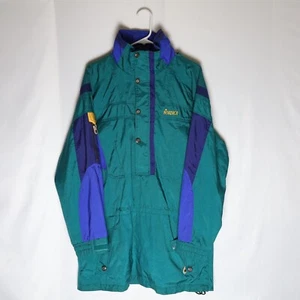 Nordica Ski Jacket Adults M Cyan Hooded 1/2 Button Up Heavy Coat 90s Vintage - Picture 1 of 12