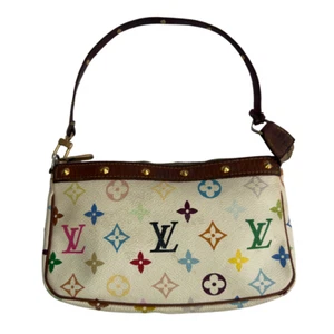 Louis Vuitton Murakami Pochette Baguette White Leather w/Multicolor LV Monogram - Picture 1 of 16