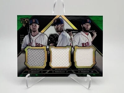 2016 Topps Triple Threads Relic Combo /18 #TTRC-SPP-Swihart, Porcello, Pedroia - Image 1 of 2