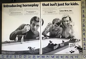 1969 JUMP JOCKEY STEEPLECHASE HORSE RACETRACK DOLLY DOODLE BLOCK TOY AD FC203 - Picture 1 of 2