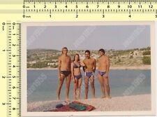 Beach Group Shirtless Men Trunks Bulge Bikini Woman Lady Female vintage photo
