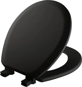 Mayfair Cameron Black Toilet Seat, Non Slip Heavy Duty Wood, Easy Clean, Round - Picture 1 of 3