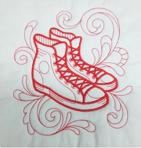 ZAPATILLAS DE DEPORTE DE TOP ALTO MÁQUINA BORDADO BLOQUE DE EDREDÓN COMPLETO CON BATEO! - Imagen 1 de 1