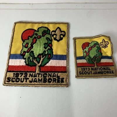 BSA Vintage 1973 National Scout Jamboree Boy Scout Patches and 3 Brass Tokens. - Image 1 of 4