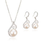 Pearl Pendant Lightweight Jewelry Earring Necklace Set Rhinestones Banquet