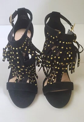 Nuevo Mujer Zapatos Aldo Talla 7 Negro Gamuza Estilo Bomba Glelian-28 Borlas Foto 1 de 4