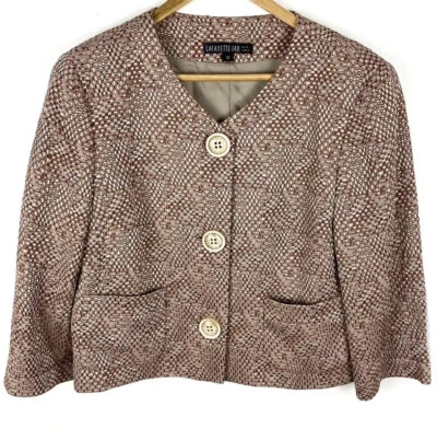 Lafayette 148 Blazer Jacket Size 10 Lined Brown Taupe Tan Long Sleeves - Image 1 of 4