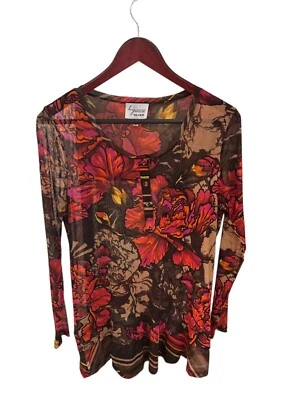 Топ Lynn Ritchie Silver Fairy с цветочным рисунком прозрачный с длинным рукавом средний нейлон - Изображение 1 из 4