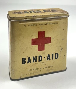 Vintage BAND-AID Advertising Tin Johnson & Johnson Hinges Lid - Picture 1 of 10