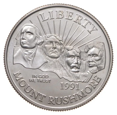 1991-D Mount Rushmore Bicentennial Unc Commemorative Half Dollar *6476 - Image 1 of 3