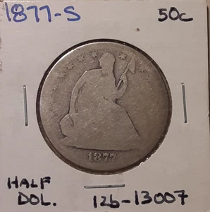 Medio dólar libertad sentada 1877-S 50c San Francisco como nuevo medio dólar. (#12b-13007) - Imagen 1 de 3