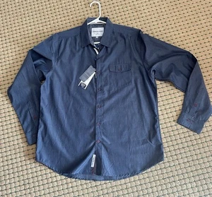 International Report Men’s Long Sleeve Button Down Slim Fit Indigo Shirt Sz L - Picture 1 of 5