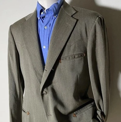 Vintage Rare 42R POLO Ralph Lauren Western Brown Blazer Jacket Spoart Coat FLAWS - Image 1 of 4